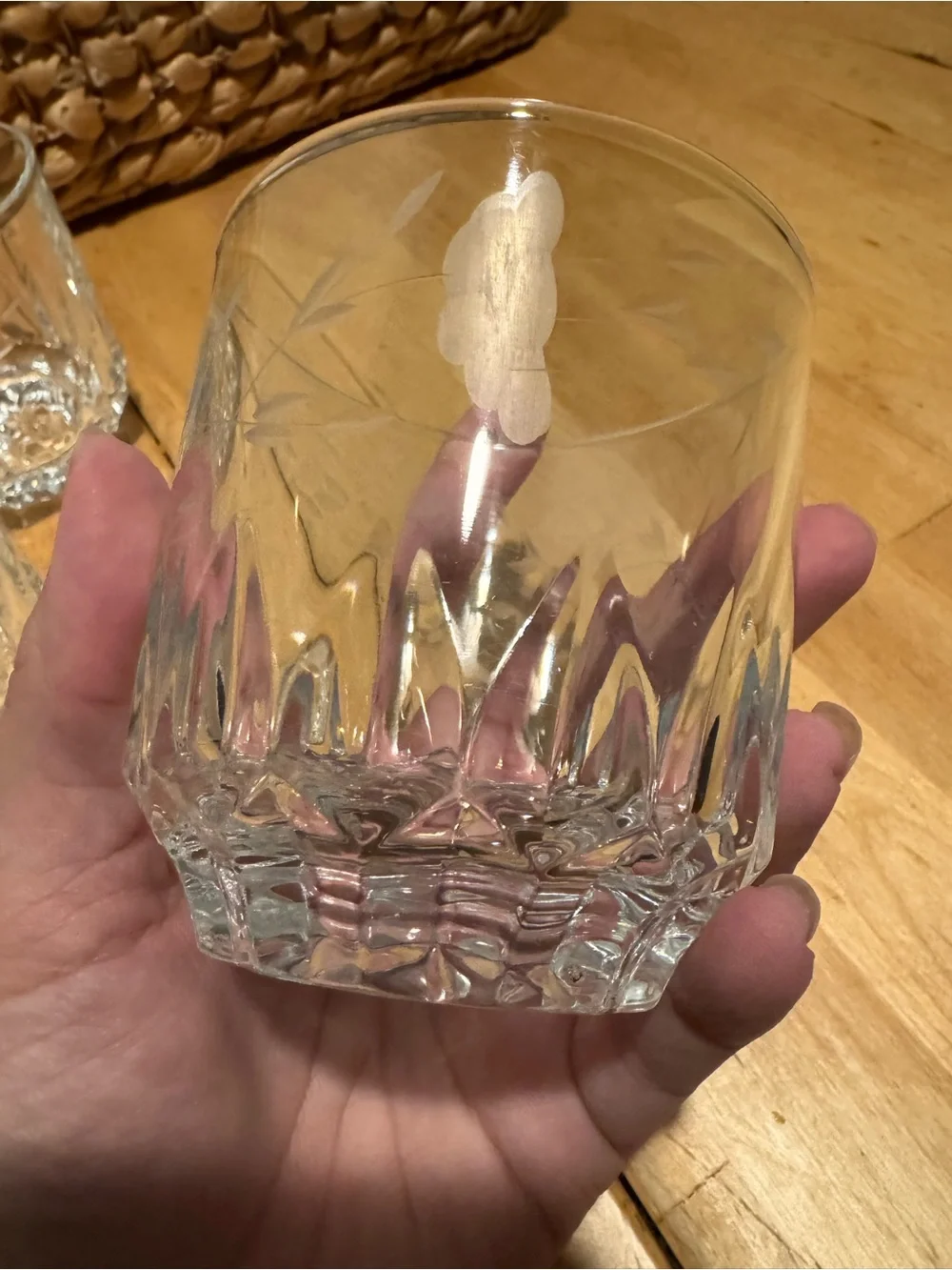 Vintage Floral Etched Glass Tumbler Set - 5 Pack